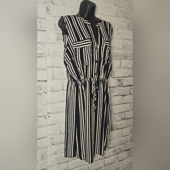 Lily Morgan Sleeveless Black & White Striped Lughtweight Dress– Size XL - Picture 3 of 13